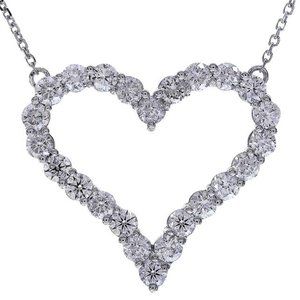 1.90 Carat Round Cut Diamond Heart 16" Necklace 14K White Gold